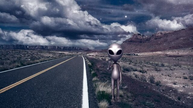 Welcome to Area 51. Alien waving