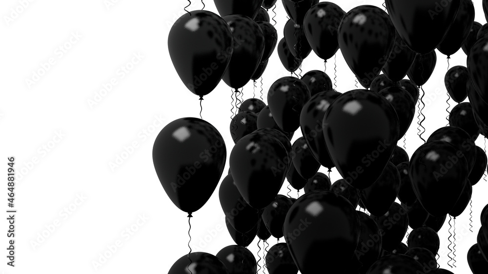 Wall mural Group of black balloons isolated on white background