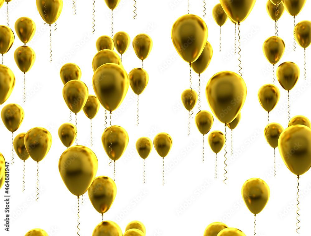 Sticker Group of gold balloons isolated on white background