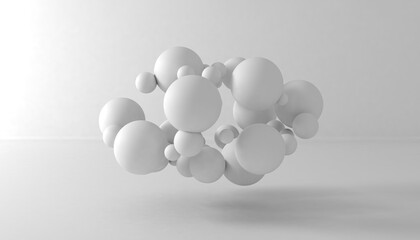 Flying spheres on a white background. 3d rendering. Illustration