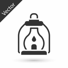 Grey Camping lantern icon isolated on white background. Vector
