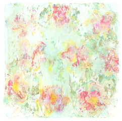 Art Abstract color acrylic and watercolor monotype painting. Gel printing plate. Canvas texture background. Isolated on white.