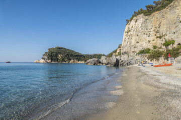 The beautiful beach of Malpasso in Varigotti with trasparent and turquoise water