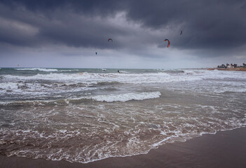 kite surfing in the sea of Avola Sicily