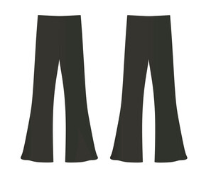 Black wide pants. vector illustration