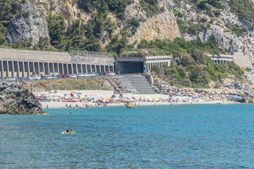 The beautiful beach of Malpasso in Varigotti with trasparent and turquoise water