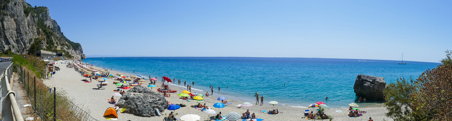 Fototapeta na wymiar Extra wide view of the Beach of Malpasso in Varigotti