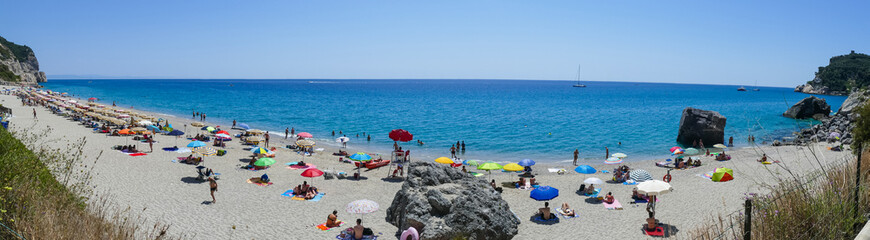 Extra wide view of the Beach of Malpasso in Varigotti