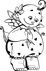 Cupid is the symbol of Valentine's Day. Amur cartoon design. God of love with an arrow and a bow in his hand. Valentine's Day character. For posters, cards, stickers, invitations, decor.