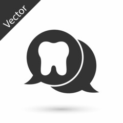 Grey Tooth icon isolated on white background. Tooth symbol for dentistry clinic or dentist medical center and toothpaste package. Vector