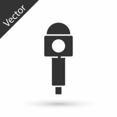 Grey Microphone icon isolated on white background. On air radio mic microphone. Speaker sign. Vector