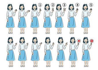 成人女性指差し