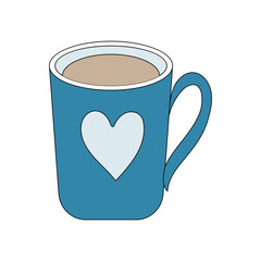 Beautiful mug of soft blue color with a painted heart