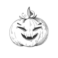 Pumpkin with a smiling face. Halloween pumpkin. Happy Halloween Vector