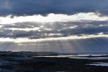 Sunset on the coast in Brittany. France