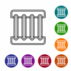 Black line Prison window icon isolated on white background. Set icons in color circle buttons. Vector