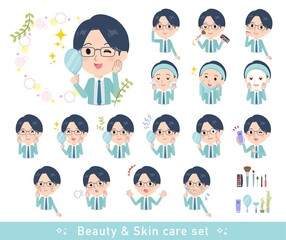 美容に関する事務員男性のセット