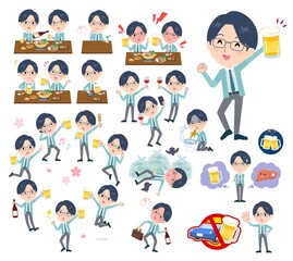 お酒に関する事務員男性のセット