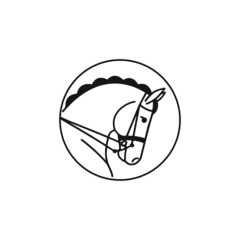 Dressage horse's head in a circle, logo design