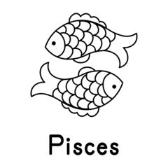 Zodiac sign pisces.Line style. Icon on white background. Vector