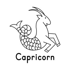 Zodiac sign Capricorn.Line style. Icon on white background. Vector