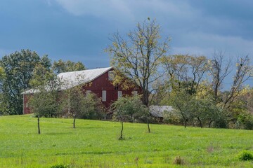 Obraz premium Downpour at the Herbst Farm, Gettysburg, Pennsylvania, USA