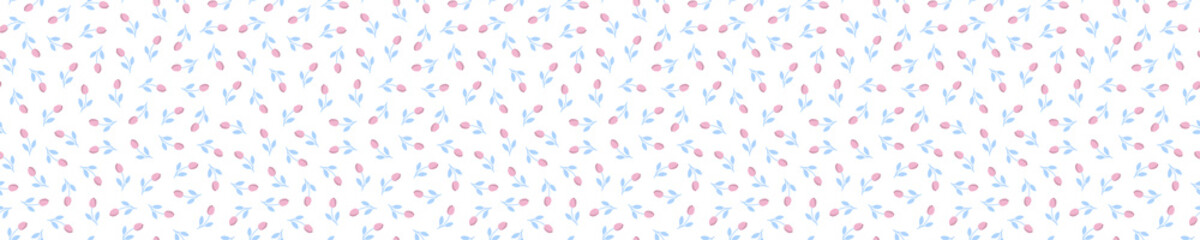 Seamless pattern with pink tulips