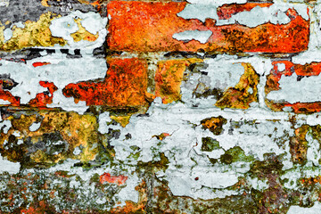 Fototapeta premium Texture of a brick wall with cracks and scratches which can be used as a background