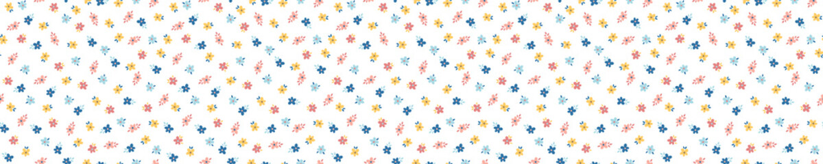 Fototapeta na wymiar Seamless pattern with colorful flowers and leaves