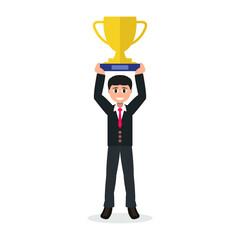 Business man with trophy