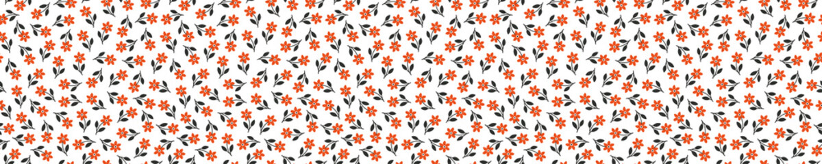 Seamless pattern with red flowers