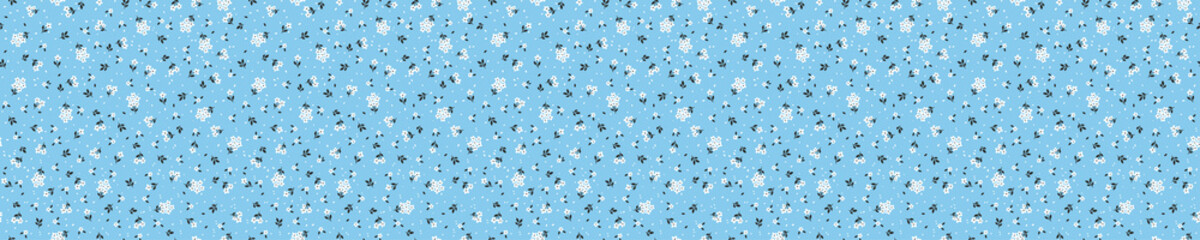 Seamless pattern with white flowers and black leaves
