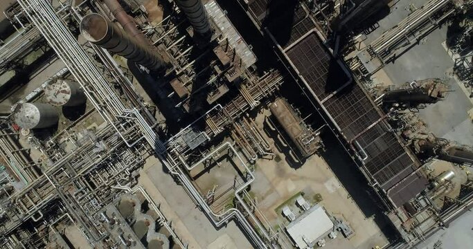 Aerial Shot of Massive Oil Refinery Complex 
