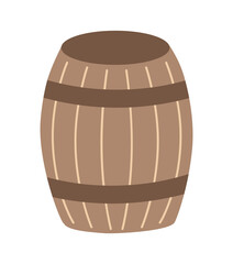 wooden barrel in a flat cartoon style