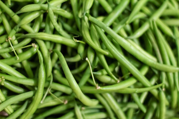 Background from green bean string. Close up.