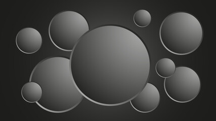 Abstract black geometric background realistic circles 3D. Design for Black Friday. Vector stock illustration. 