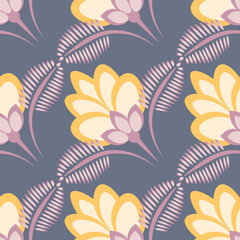 Seamless pattern, endless texture - stylized flowers - graphics. Plants. Design elements