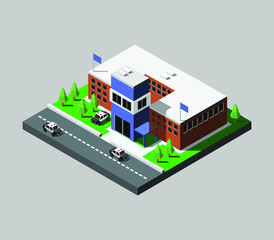 Isometric police station