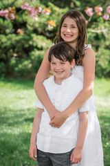 Fototapeta premium brother and sister smiling