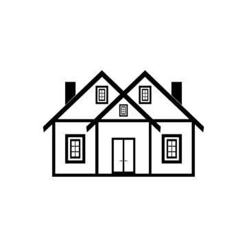 A house icon with large and small windows on a white background.
