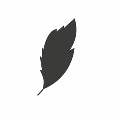 Feather icon, vector simple silhouette sign isolated on white.