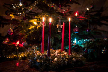 third advent candle on advent wreath
