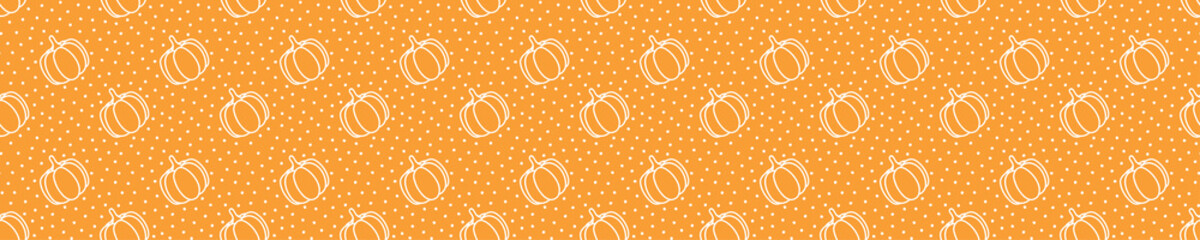 Orange seamless pattern with pumpkins