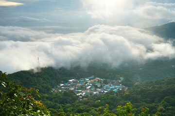  Fog on Doi Suthep mountain in chiang mai,Thailand - 464899343