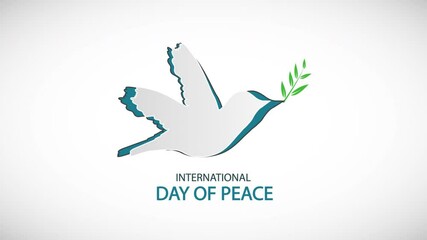 Origami dove of peace for world day of peace, art video illustration.