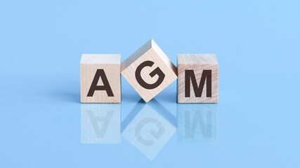 AGM is an abbreviation of the Annual General Meeting - the text is written on wooden cubes