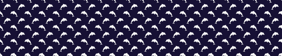 Seamless pattern with white dolphins