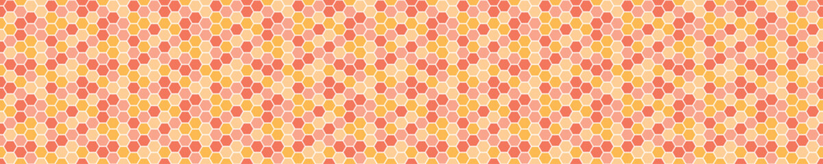 Seamless pattern with pink and orange honeycomb