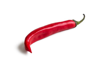 Pod of red hot chili pepper on a white background