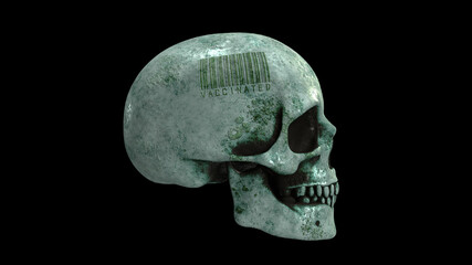 Totenschädel / Totenkopf mit geprägtem Barcode 
